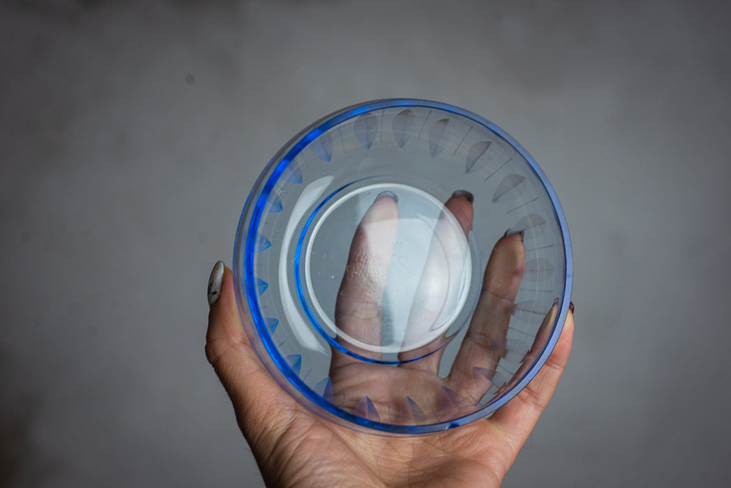 Vintage Blue Glass Serving Bowls – 1980s Set