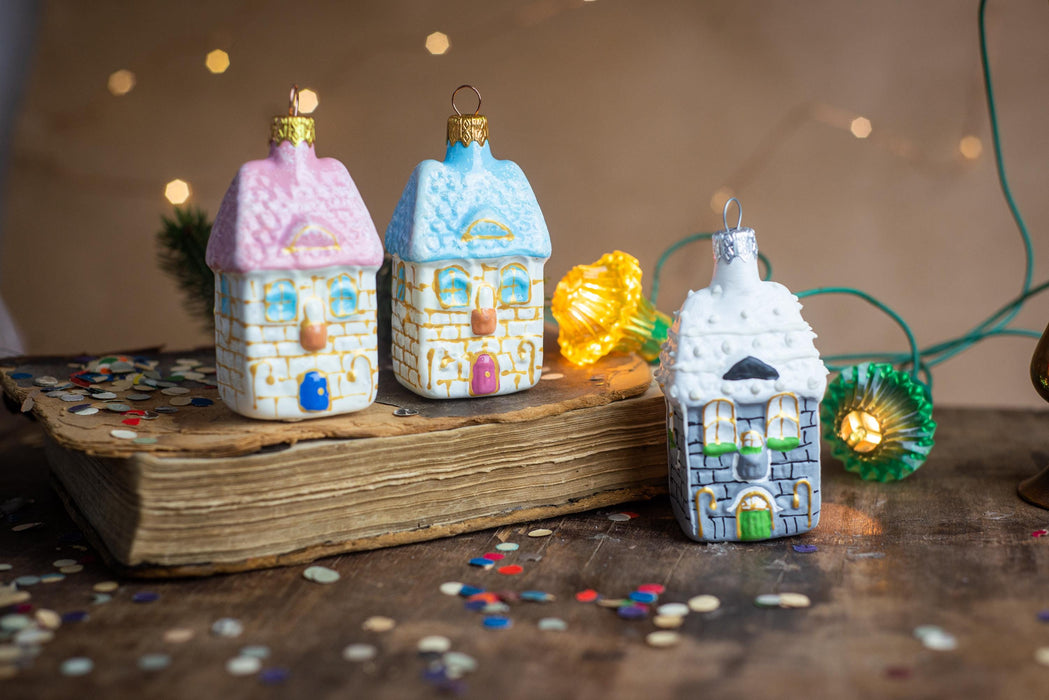 Glass Gingerbread House Ornament, Handblown Christmas