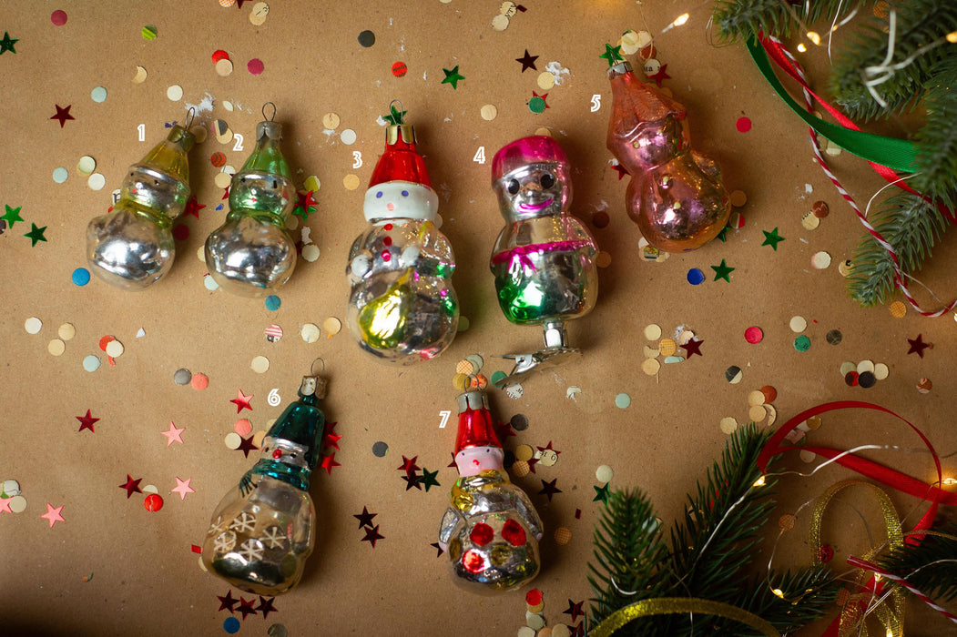 Vintage Glass Snowman Christmas Ornament