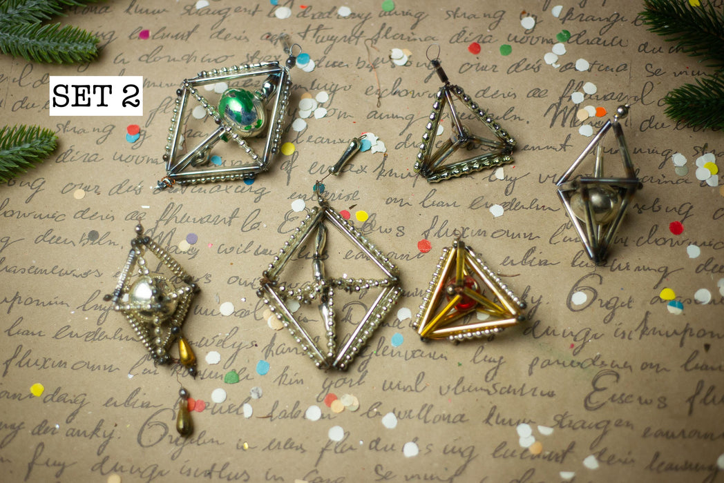 Vintage Sputnik Glass Ornaments – Set of 8