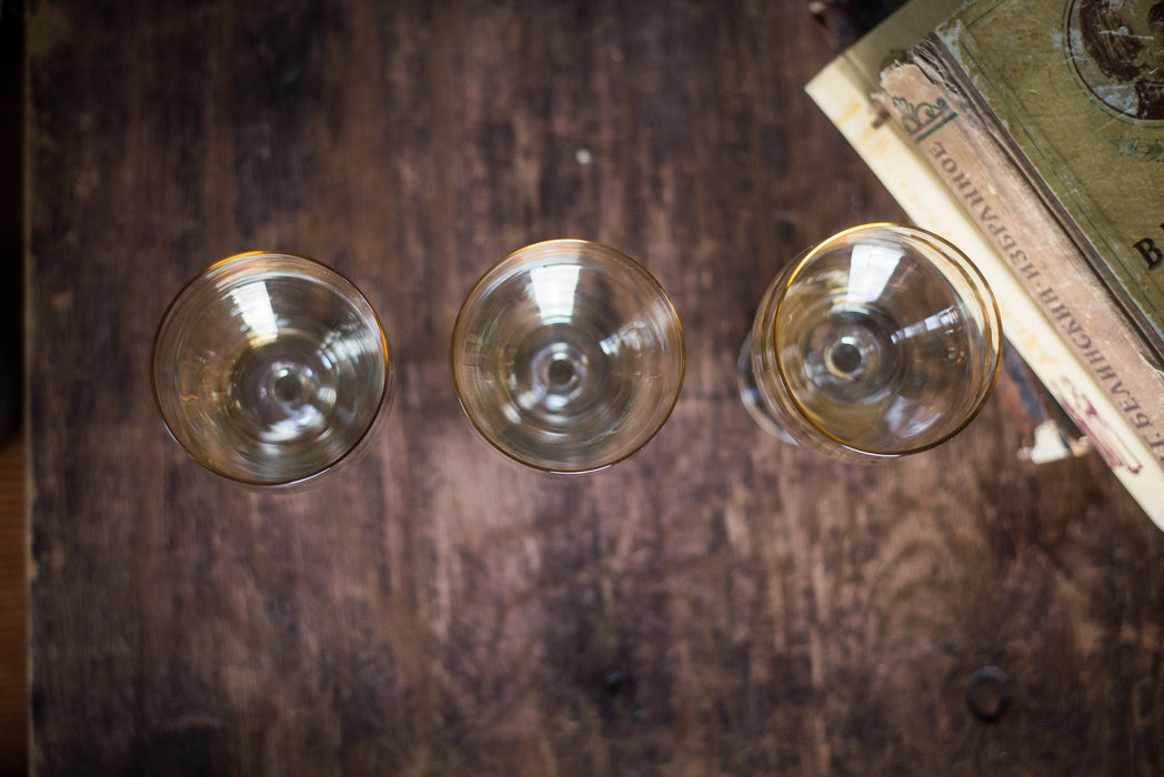 Vintage Gatsby Gold Rim Wine Glasses – Set of 3
