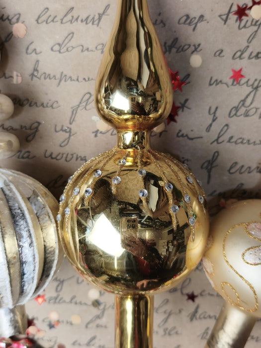 Glitter Glass Christmas Tree Topper – White, Silver or Gold