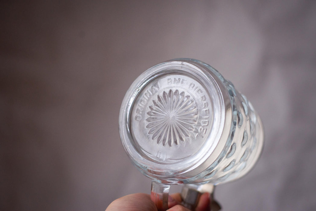 Vintage German Glass Beer Stein with Metal Lid Classic Barware Tankard