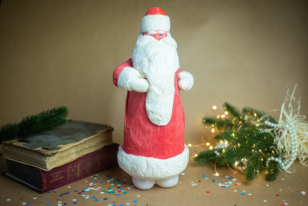 Vintage Ded Moroz Santa Figurine, 1970s Soviet Spun