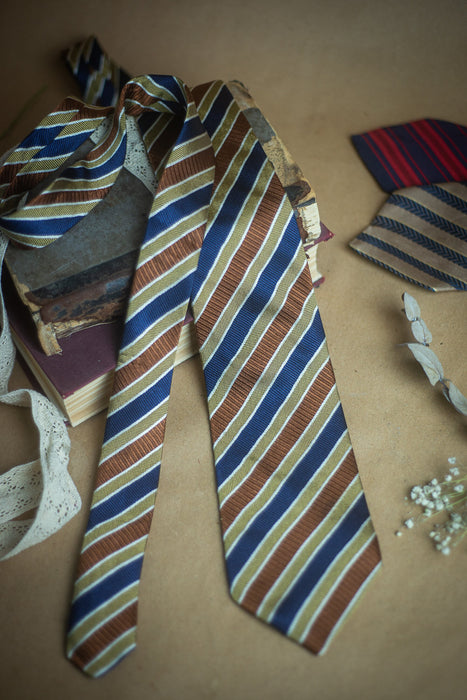 Cerruti 1881 vintage necktie, silk stripe neckties for men, best man gift