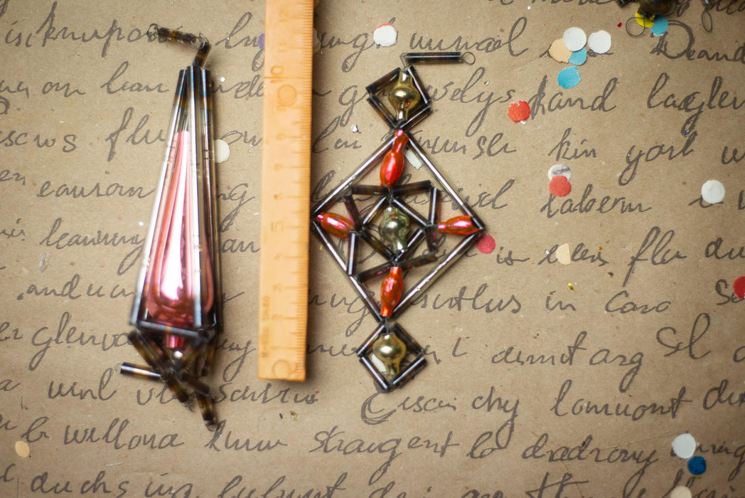 Vintage Geometric Glass Ornaments – Set of 4