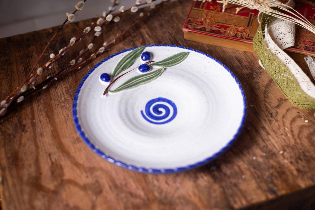 Italian Ceramic Olive Plate - Hand Painted Terracotta Bowl | Rustic Kitchen Decor