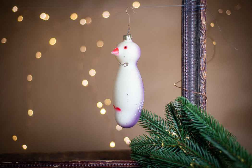 Vintage Penguin Glass Christmas Ornament, Frosted 1950s