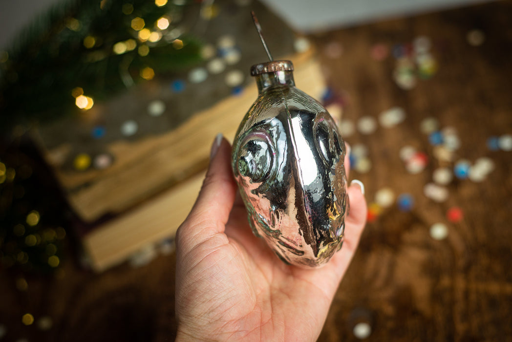 Vintage Owl Glass Ornament, Large Christmas Bird