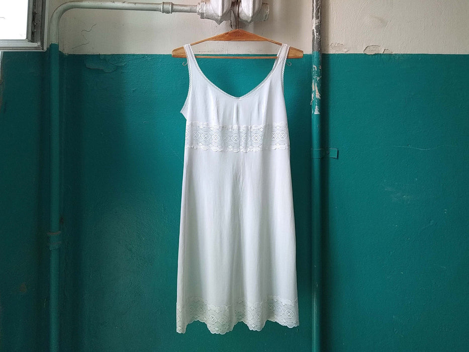 Vintage Slip Dress - Sheer Jersey Lace Nightgown | Romantic Boudoir Underwear