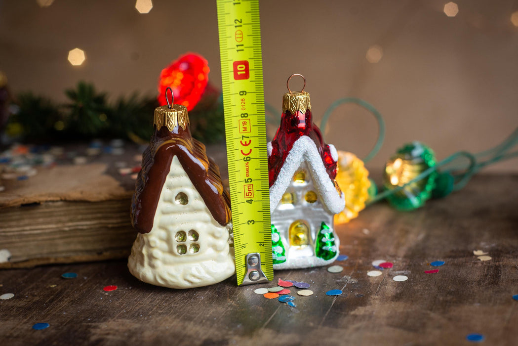Vintage Gingerbread House Glass Ornament, Hand Painted