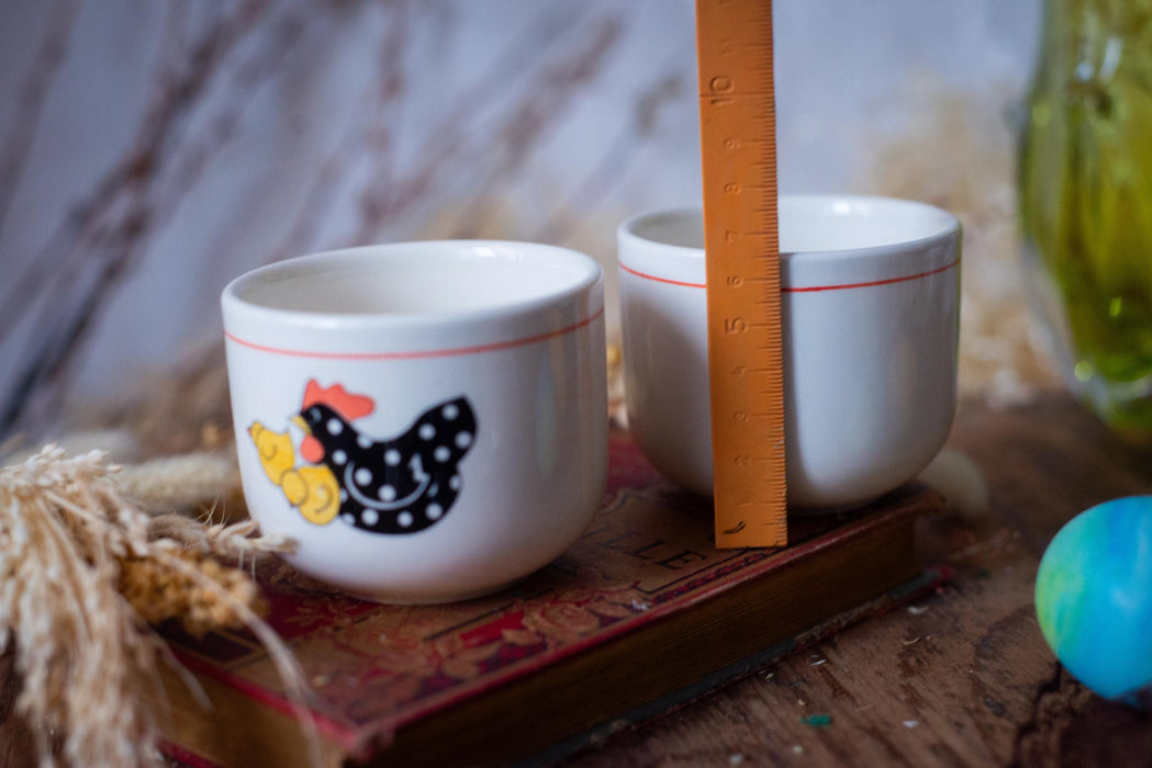 Vintage Ceramic Chicken Cups – Hand Painted Italian Ceramic Cups | Easter Tableware Set