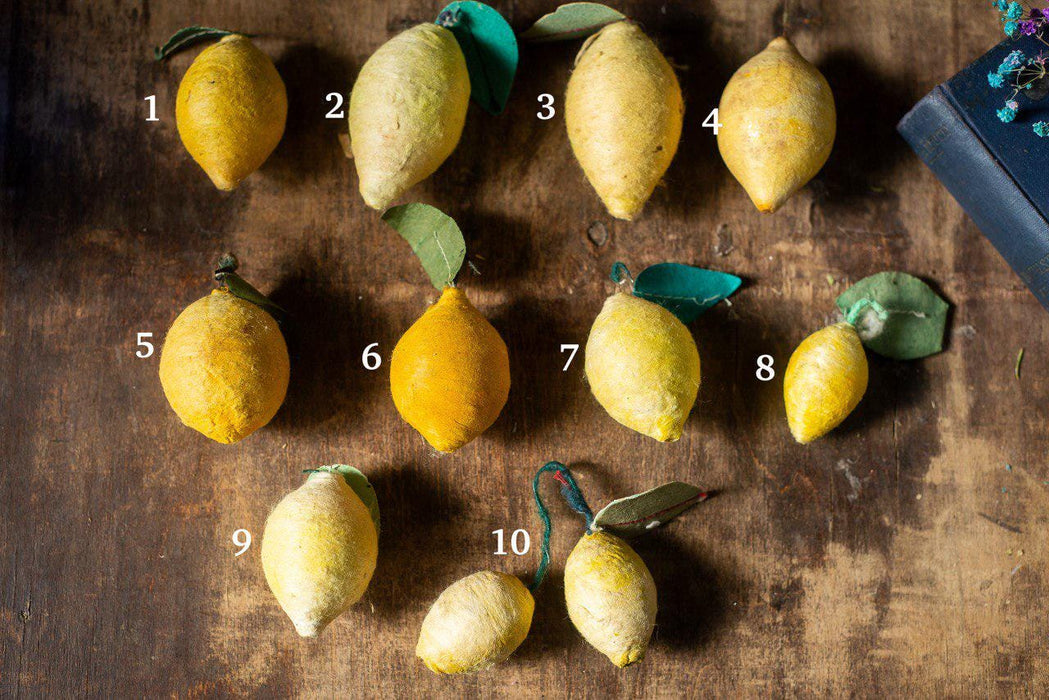 Spun Cotton Lemon Ornaments', Vintage Paper Mache Lemon Ornaments