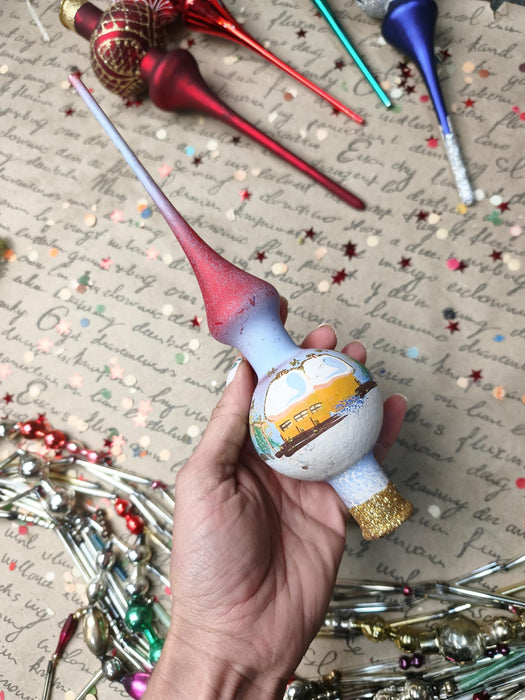 Hand-Painted Glass Christmas Tree Topper – Colorful Finial