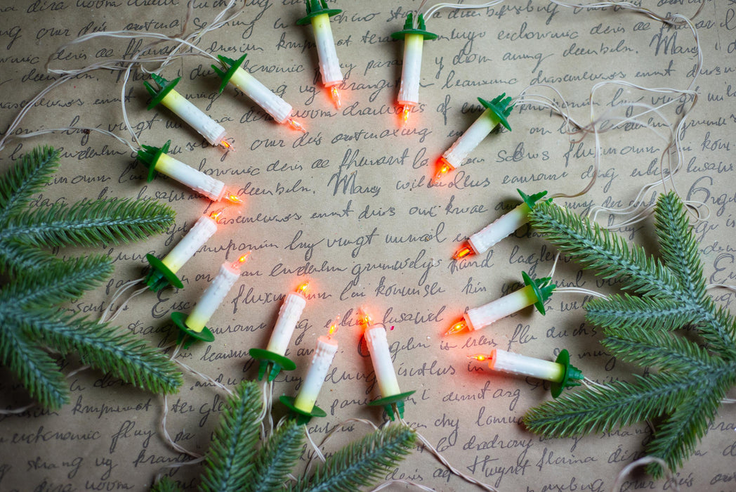 Vintage Clip On Candle Tree Lights, Retro Christmas Garland, Working Long String Lights