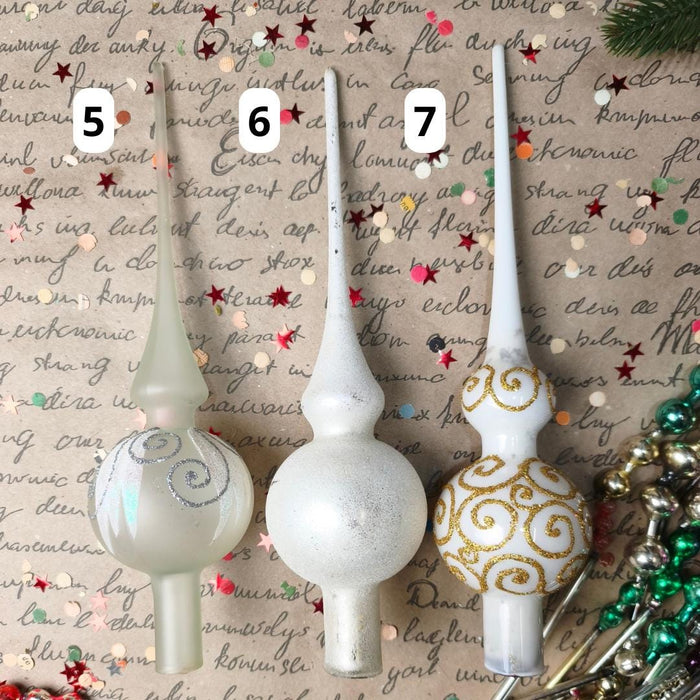 Glitter Glass Christmas Tree Topper – White, Silver or Gold