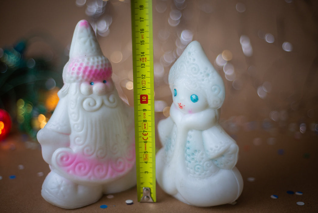 Vintage Santa and Snow Maiden Figurines, Christmas Home