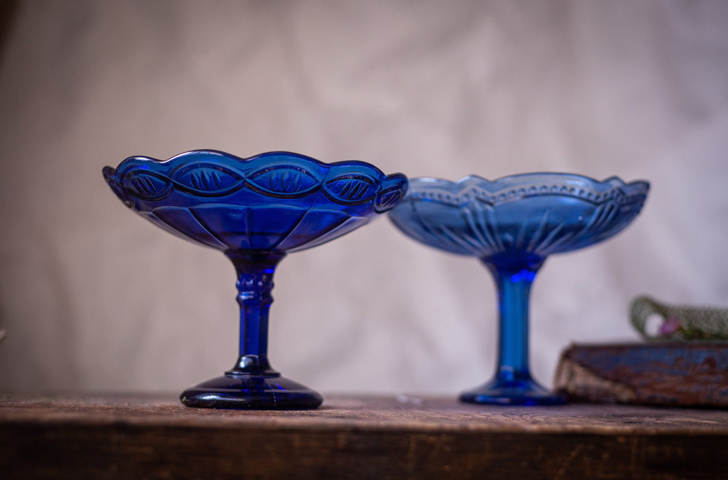 Vintage Cobalt Blue Glass Serving Bowls, 1970s European Tableware Options