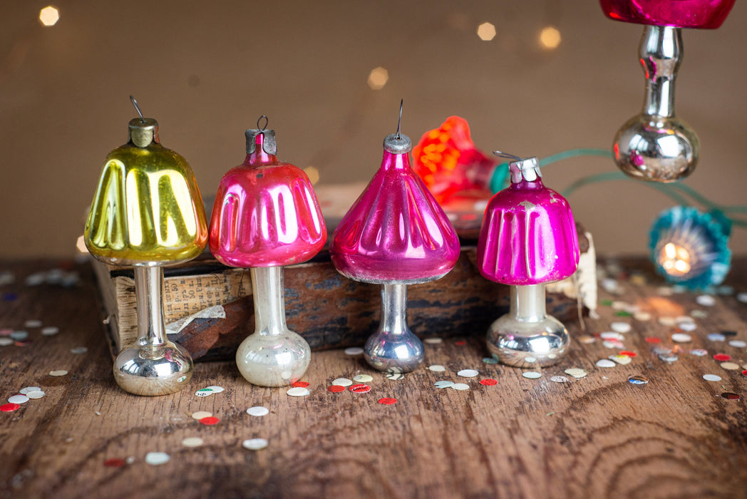 Vintage Glass Lamp Ornament, 1950s Soviet Christmas