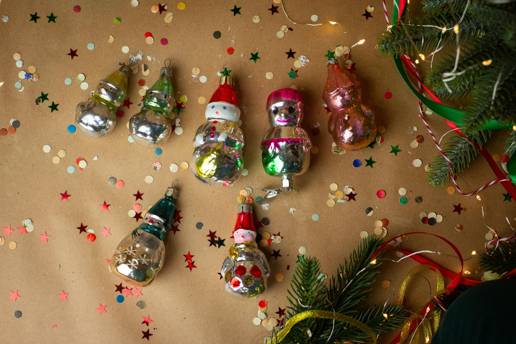 Vintage Glass Snowman Christmas Ornament