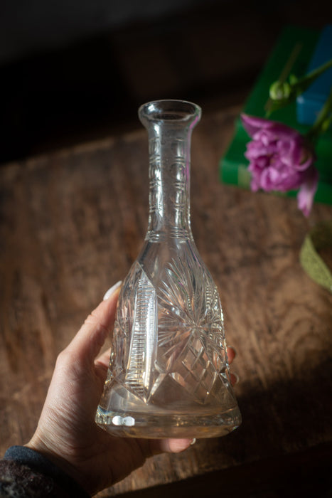 Vintage Cut Crystal Decanter – Glass Barware Bottle