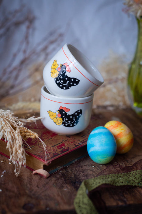 Vintage Ceramic Chicken Cups – Hand Painted Italian Ceramic Cups | Easter Tableware Set