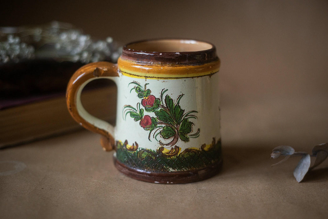 Flower Ceramic Beer Mug Vintage German Stein Bavarian Tankard Gift
