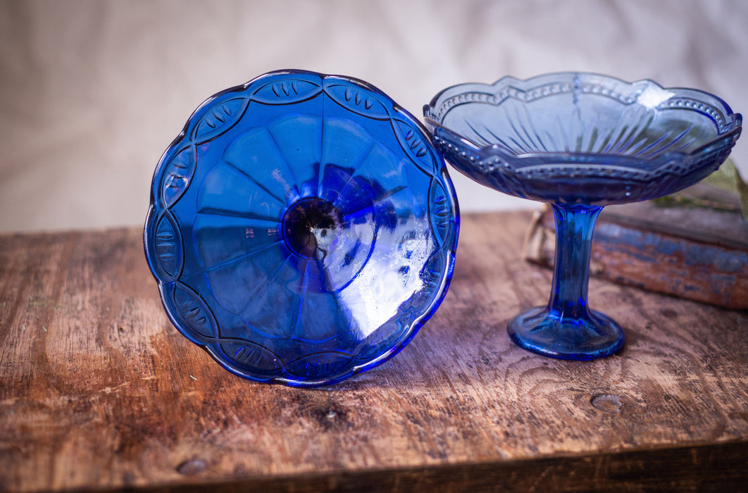 Vintage Cobalt Blue Glass Serving Bowls, 1970s European Tableware Options
