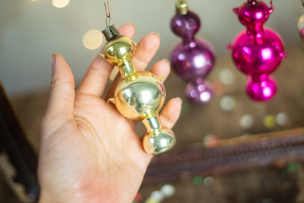 Vintage Samovar Glass Ornaments, Retro Mercury Glass