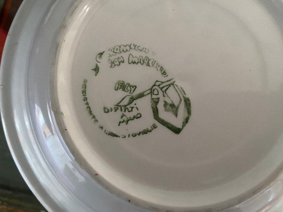 Hand Painted Pottery Plate – Rustic Brown Red Traditional Ceramic Folk Art Decor