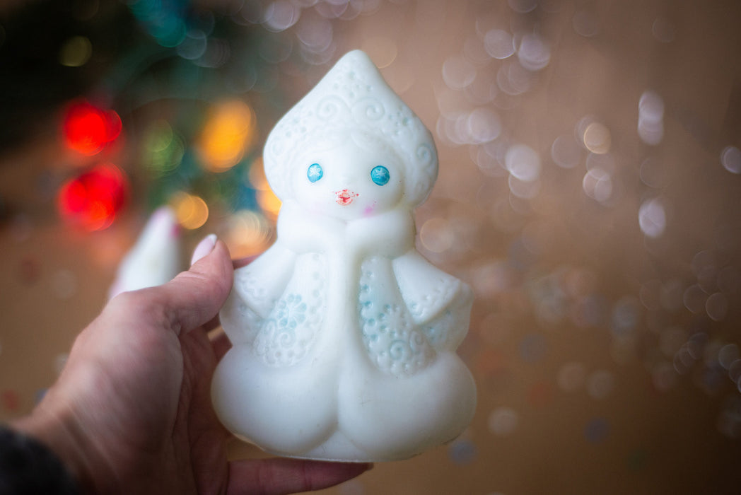 Vintage Santa and Snow Maiden Figurines, Christmas Home