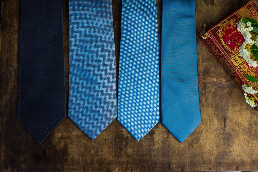 Vintage Blue Silk Neckties, Designer Wedding Tie Collection, Formal Business Neckties