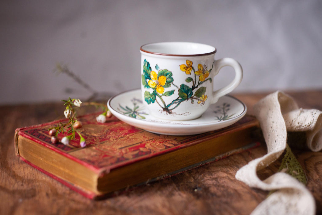 Vintage Villeroy & Boch Botanica Espresso Cup and Saucer Floral Porcelain