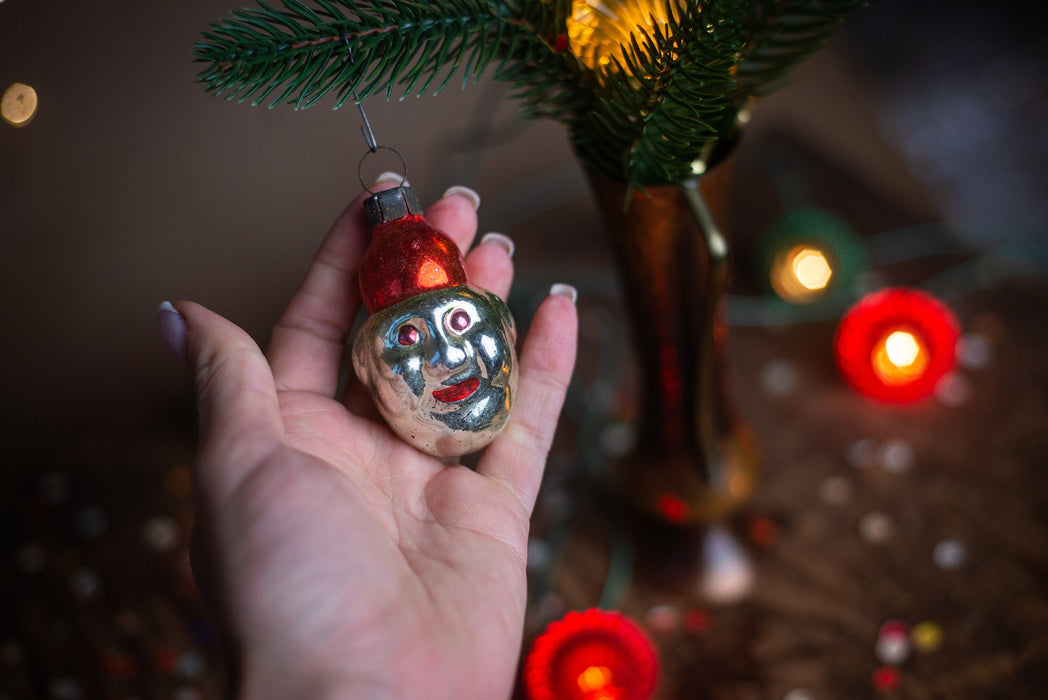Clown head, Christmas 50th glass ornament