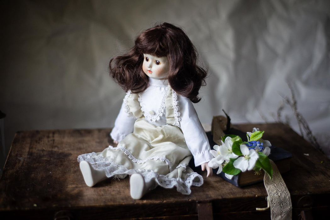 Vintage Porcelain Doll, German 1950s Porcelain Head Arms Feet