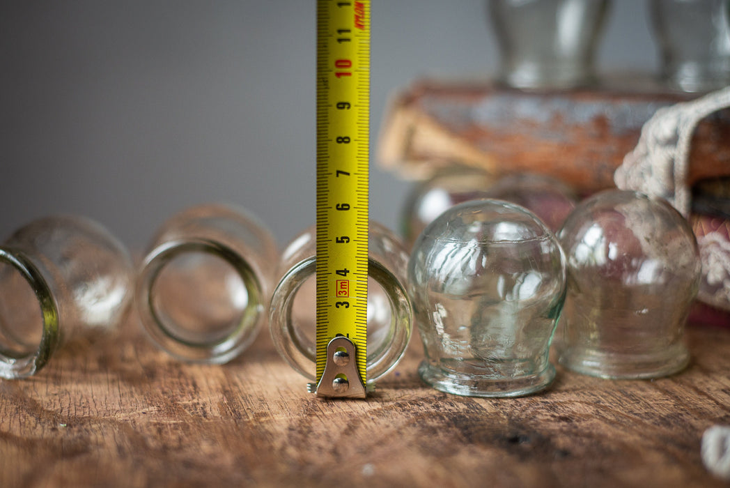 Vintage Cupping Jars, Clear Glass Set of 3 Medical Collectible