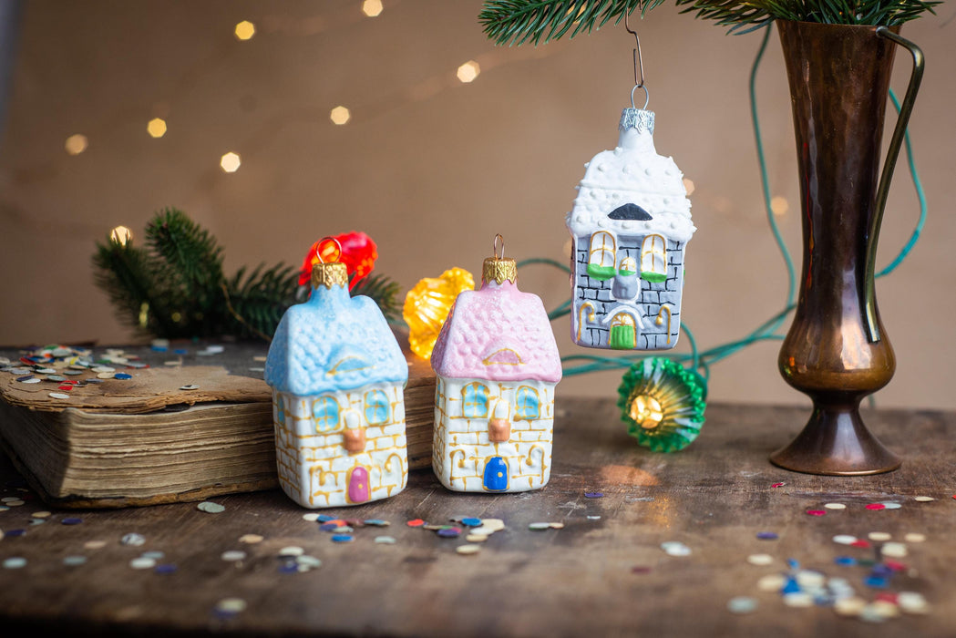Glass Gingerbread House Ornament, Handblown Christmas