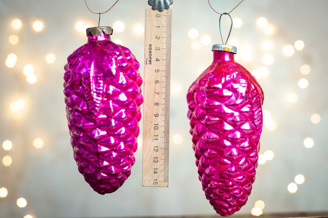Large Vintage Glass Pine Cone Ornament, Retro Christmas