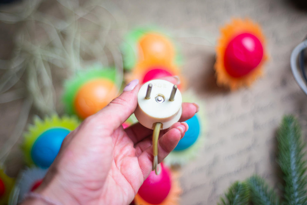 Vintage Smiling Sun Christmas Lights, Retro Christmas Tree Garland, Working Christmas String Lights