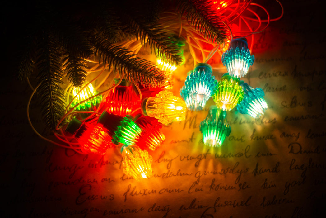 Vintage Ribbed Christmas Lights, Retro Christmas Tree Garland, Working Christmas String Lights