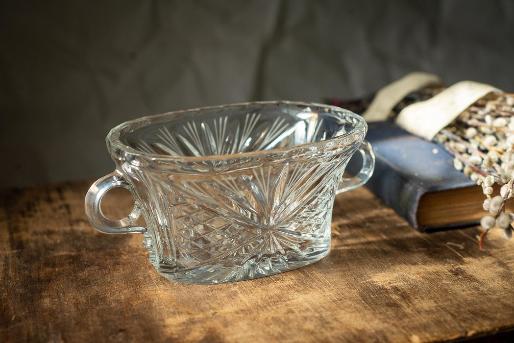 Vintage Cut Crystal Ice Bowl with Handles – 1970s