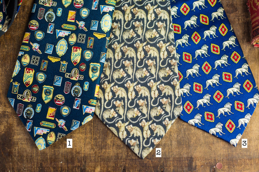 Vintage Silk Necktie, Designer Animal Print Tie, Italian Fashion Accessory, 100% Silk