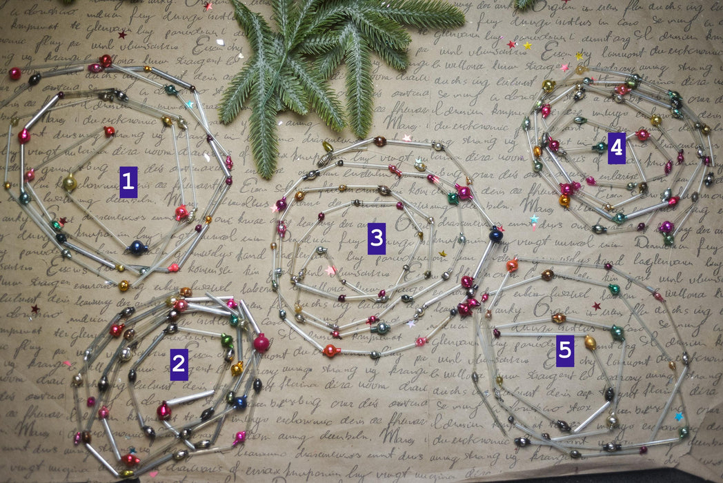 Vintage Bugle Bead Garland, Soviet Glass Garland 1970s