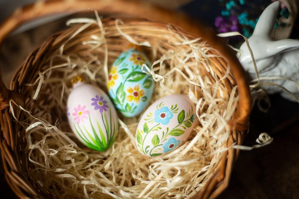 Hand Painted Easter Eggs | Spring Flower Decor & Glass Egg Ornaments - Easter Gift Ideas