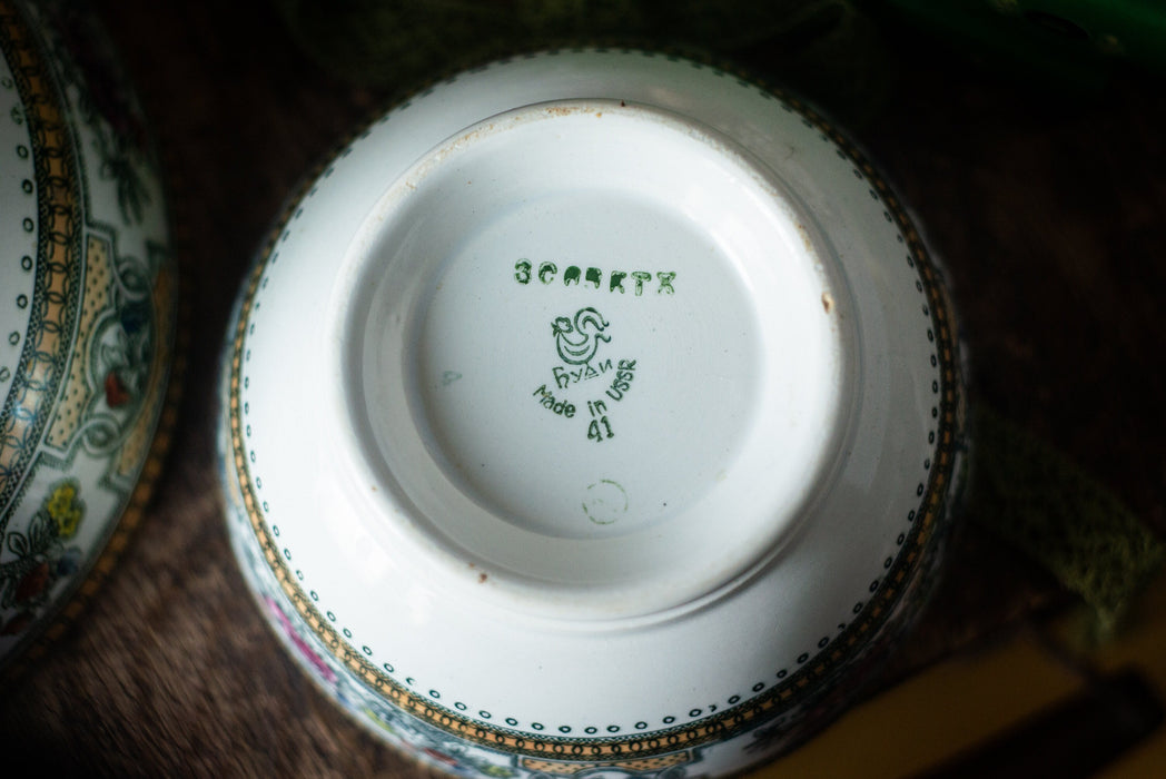 Vintage Porcelain Plate - Ceramic Fruit Bowl | Antique Serving Bowls | Big Soup Bowl