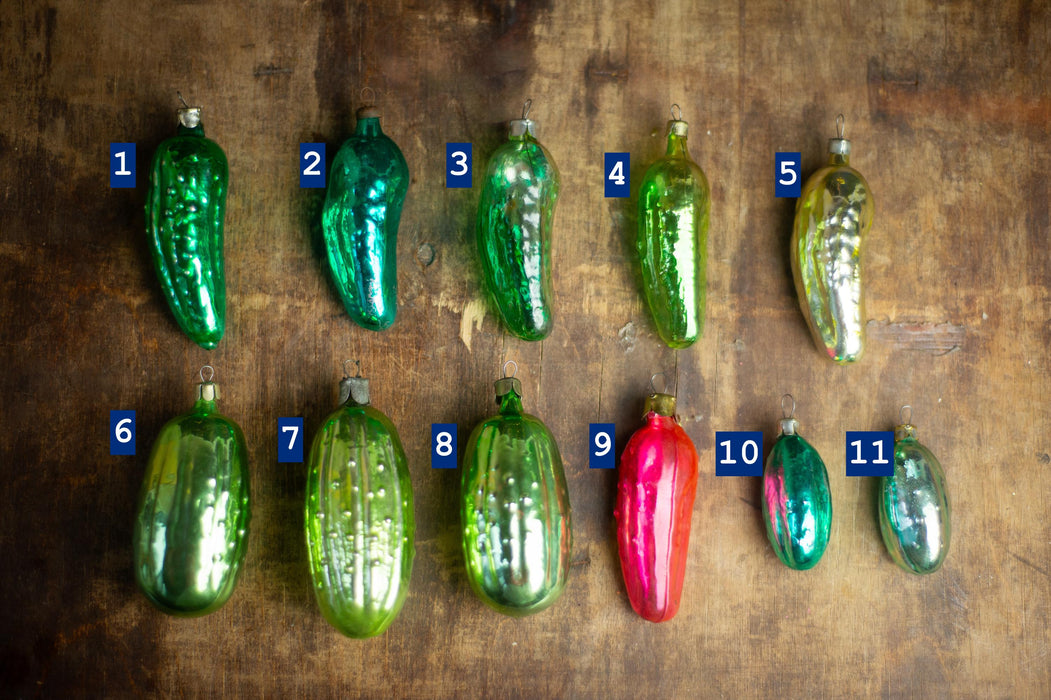 Pickle Christmas Ornament, glass – Mid Century Holiday