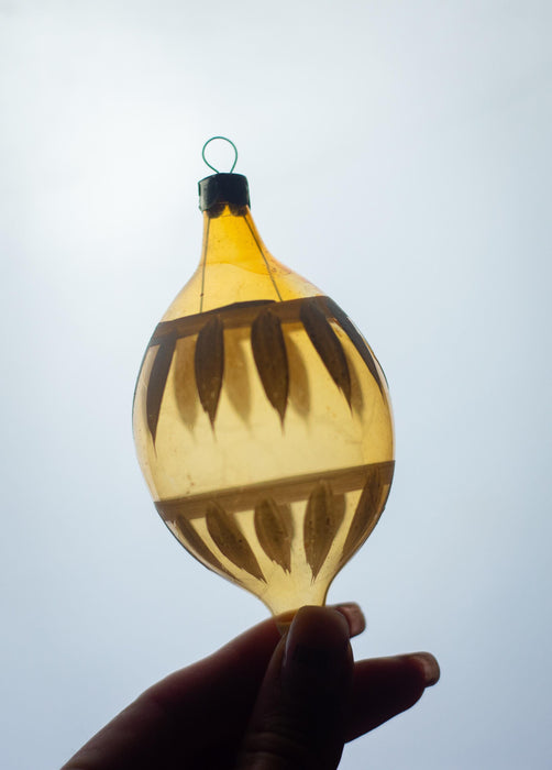 1950s Pink Yellow Glass Drop Ornaments – Set of 7