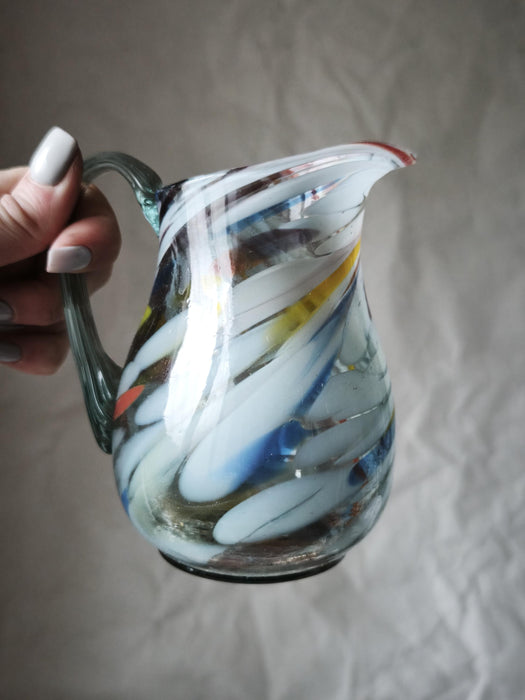 Vintage Murano Style Glass 1970s Hand-Blown Pitcher Mug Creamer