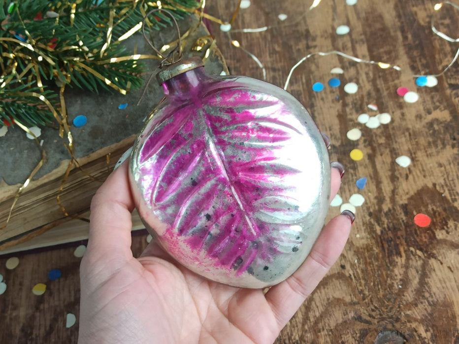 Large Vintage Glass Leaf Ornaments, Retro European