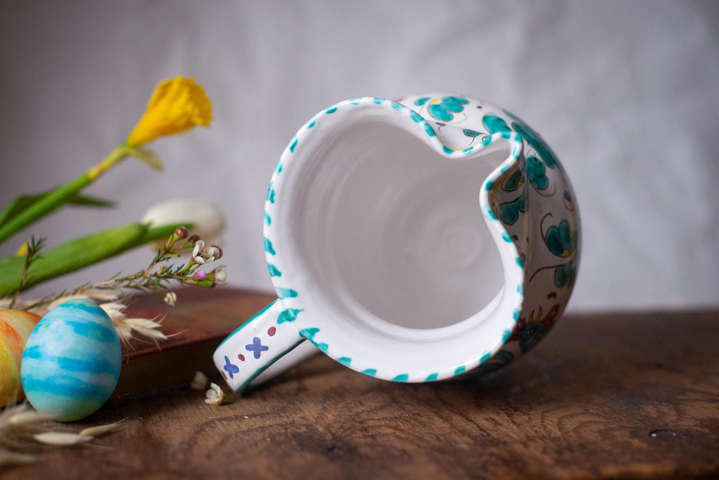 Italian Deruta Rooster Pitcher – Hand Painted Ceramic Vase